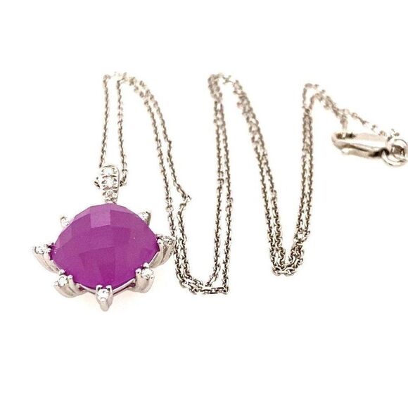 14k Purple Gem/Diamonds Necklace - Picture 8 of 10